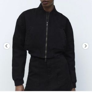 Zara Denim Zipper Bomber Jacket